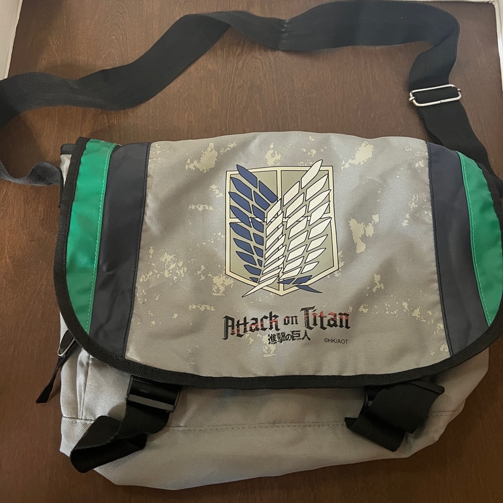 Attack on Titan Scout Regiment Messenger Bag Gray Green Black Funimation
